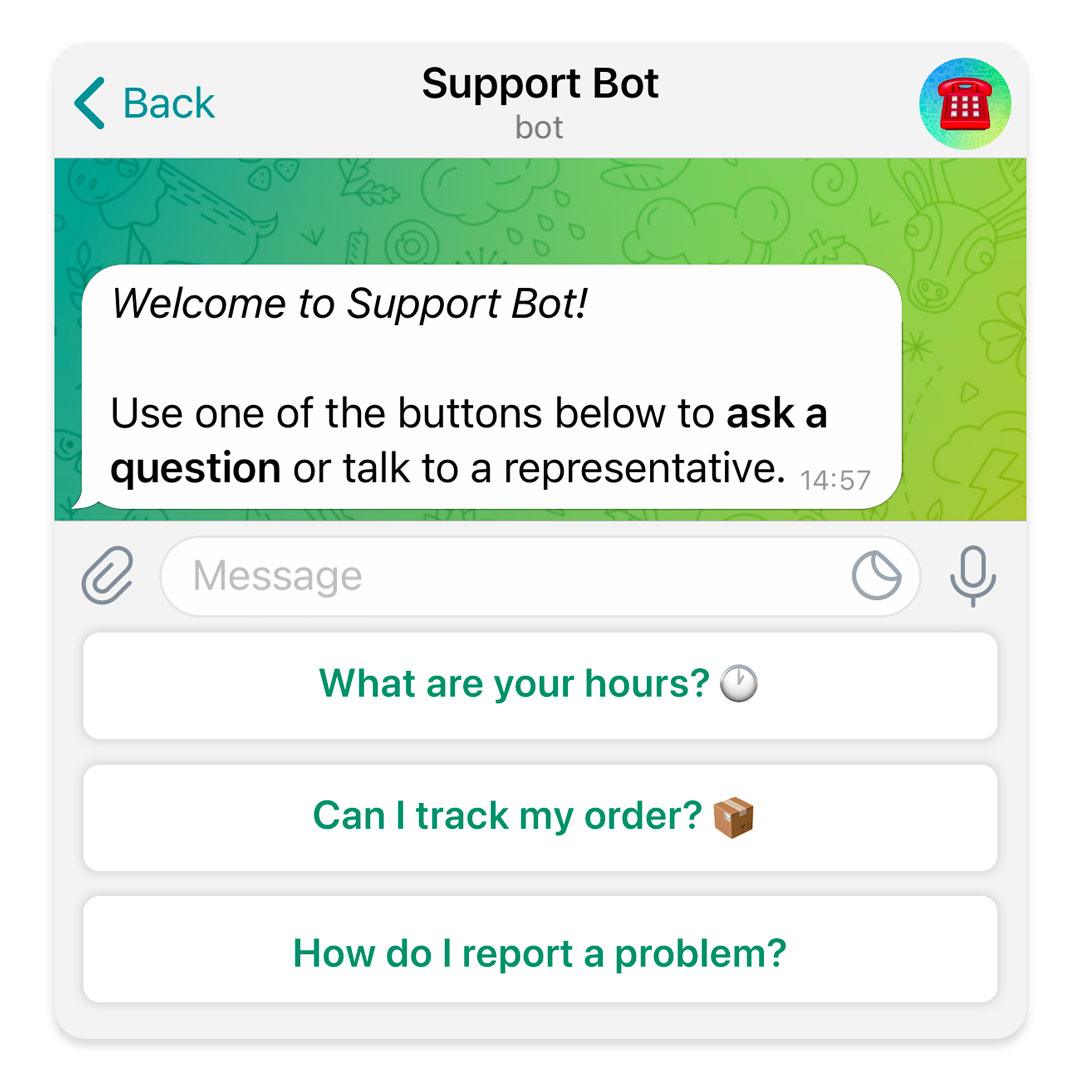 Telegram bot keyboard