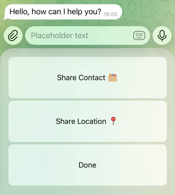 Telegram: reply keyboard example