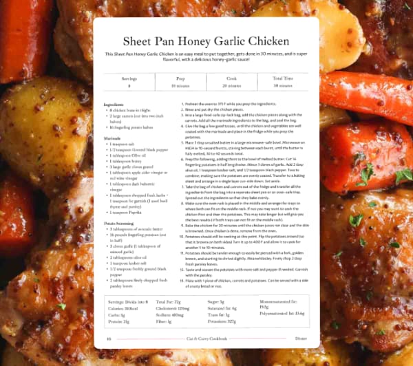 program transformation testimonial image from Sheet Pan Honey Garlic Chicken (with Example Recipe Page)