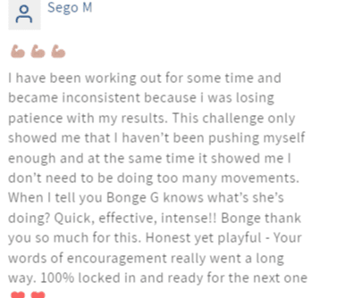 program transformation testimonial image from Sego M