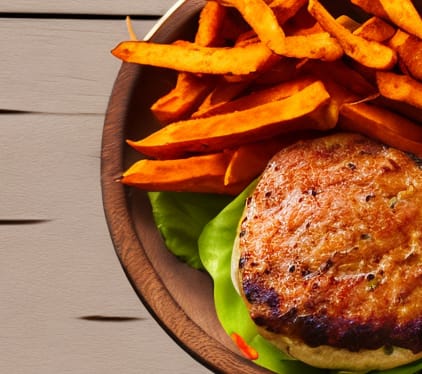 program transformation testimonial image from Turkey Burger With Sweet Potato Fries