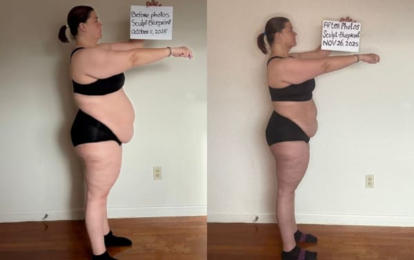program transformation testimonial image from Sculpt Blueprint - Client Transformation