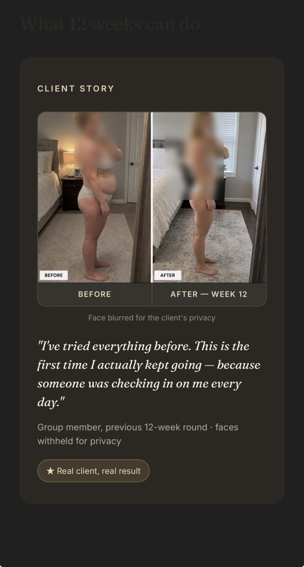 program transformation testimonial image from Healthify by Nina client
