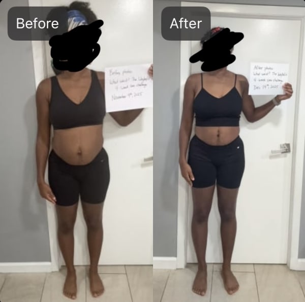 program transformation testimonial image from What Waist? 4 Week Core Challenge
