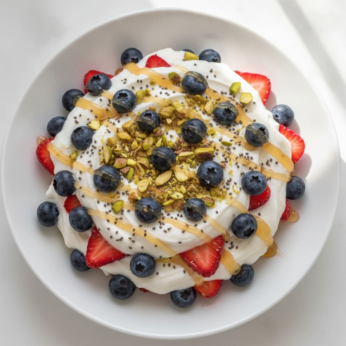 Greek Yogurt Protein Parfait with Pistachios and Berries