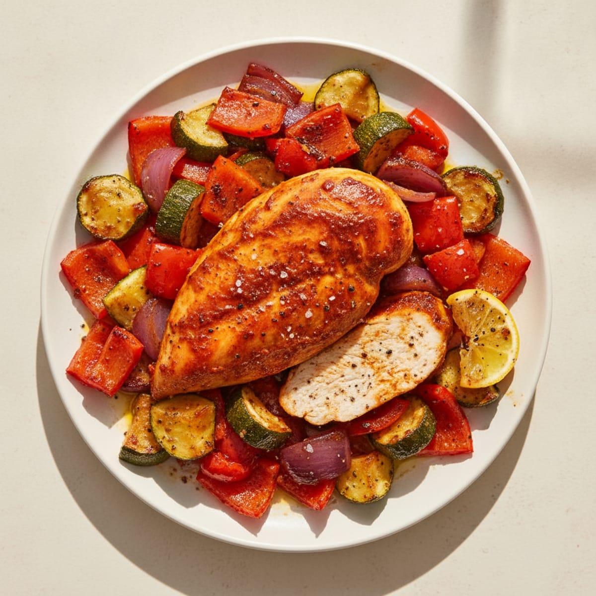 Spicy Harissa Chicken with Roasted Vegetables