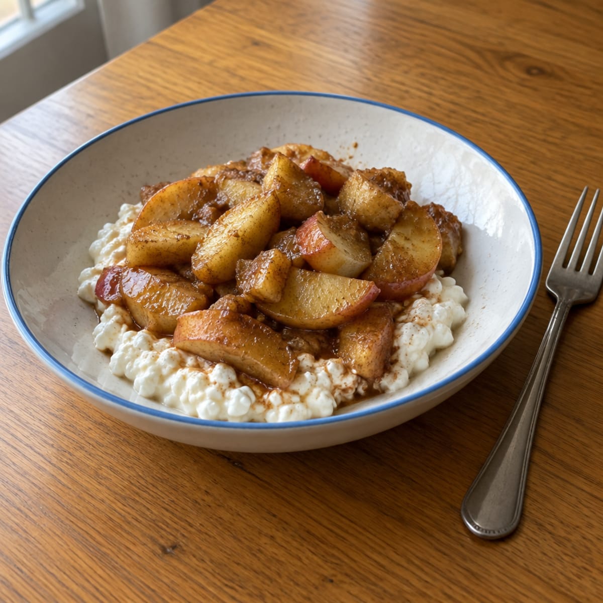 Cinnamon apple cottage cheese bowl