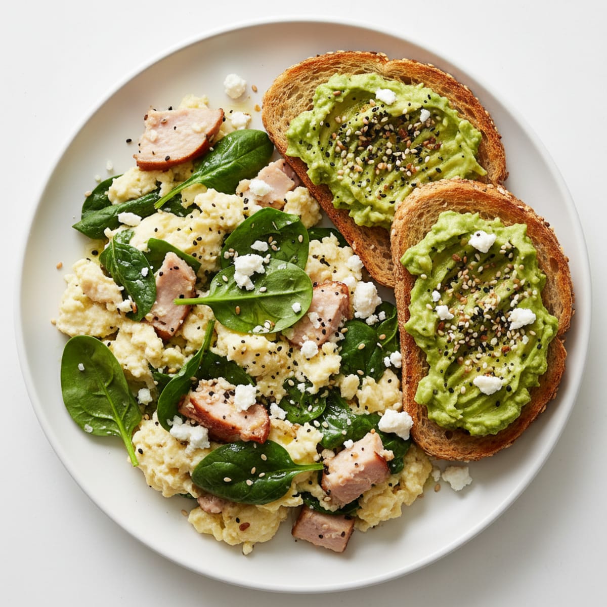 Egg White Scramble with Smoked Turkey and Spinach