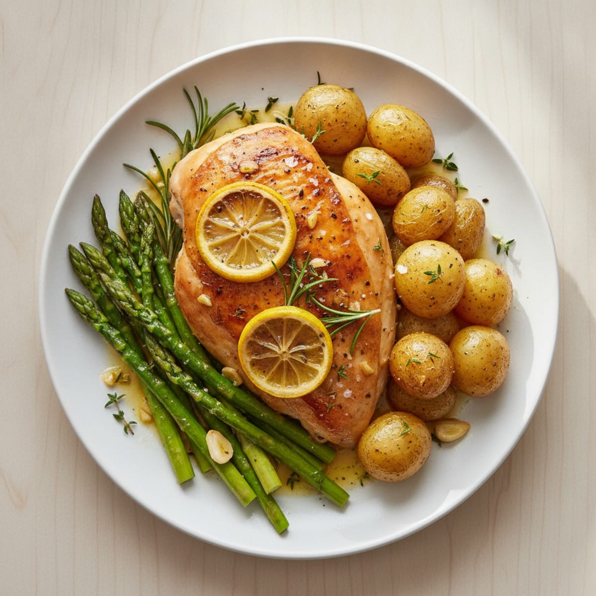Lemon Herb Roasted Chicken with Asparagus