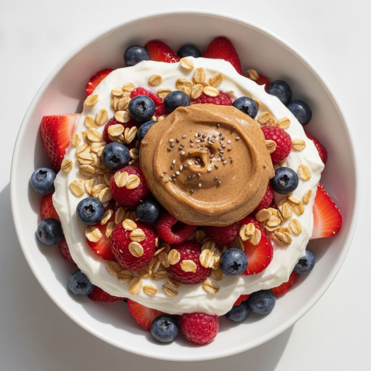 Creamy Greek Yogurt Parfait with Mixed Berries and Almond Butter