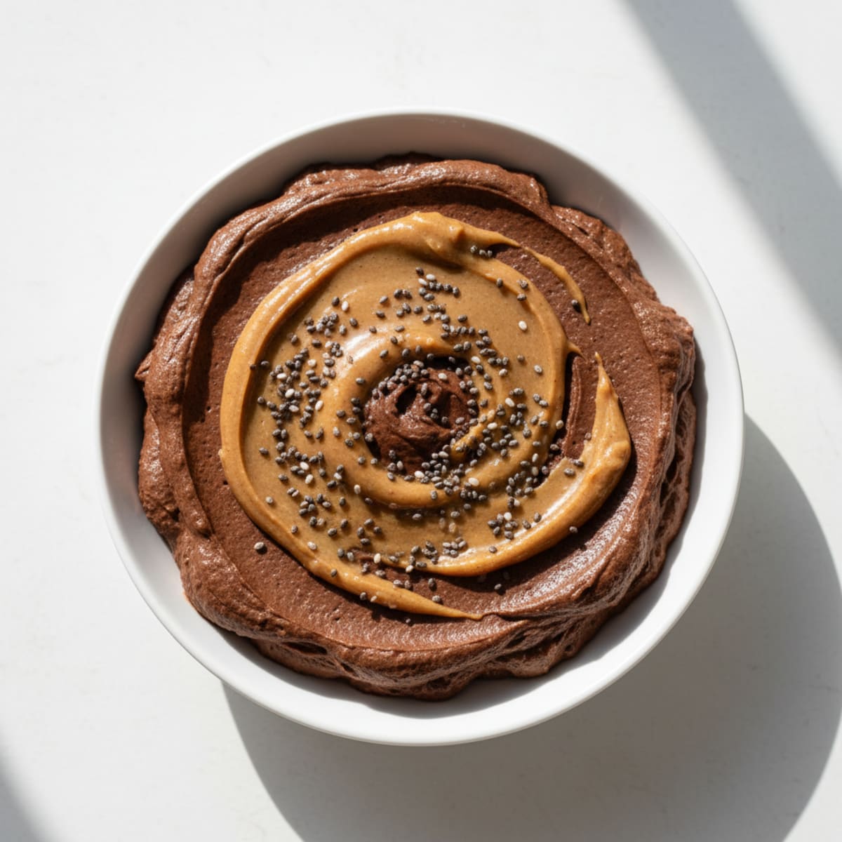 Chocolate Protein Pudding with Almond Butter Swirl