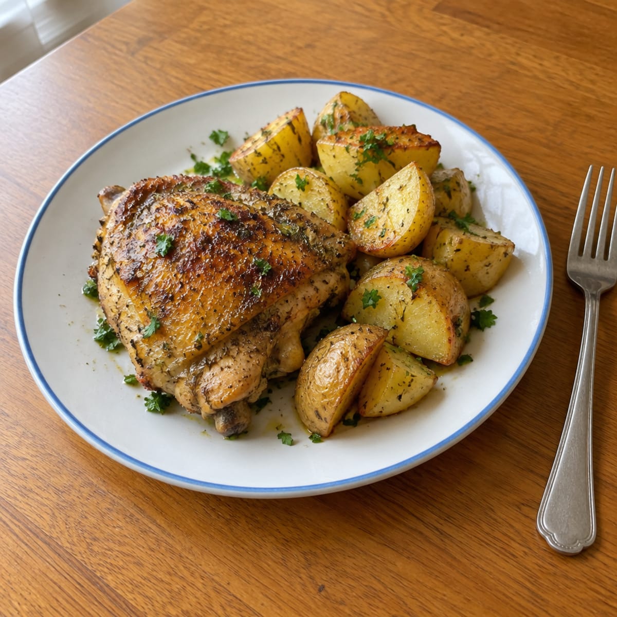 Lemon herb roasted chicken thighs