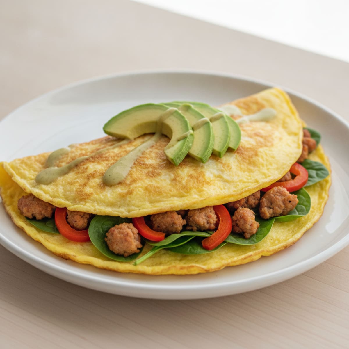 Egg White Veggie Omelet with Turkey Sausage