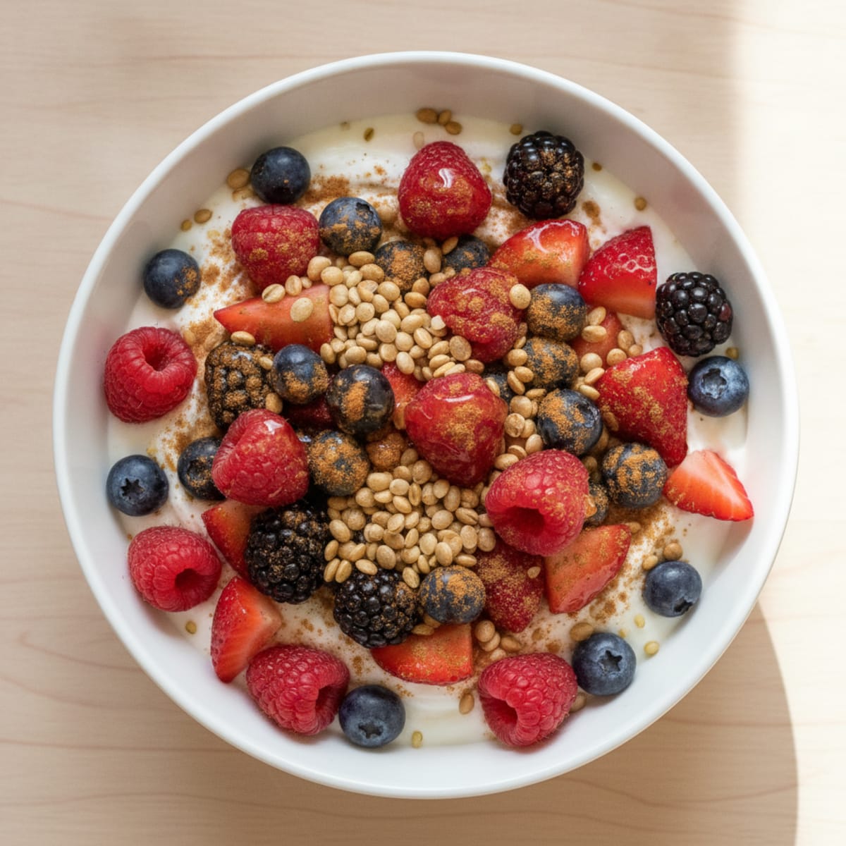 High-Protein Greek Yogurt Power Bowl with Berries and Hemp Hearts