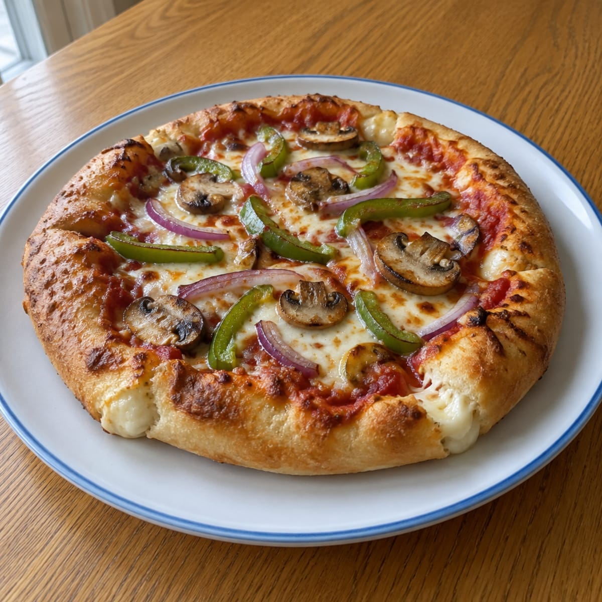 Stuffed crust veggie pizza