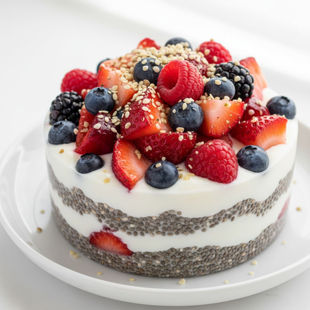 Silky Greek Yogurt Parfait with Chia Seeds and Mixed Berries