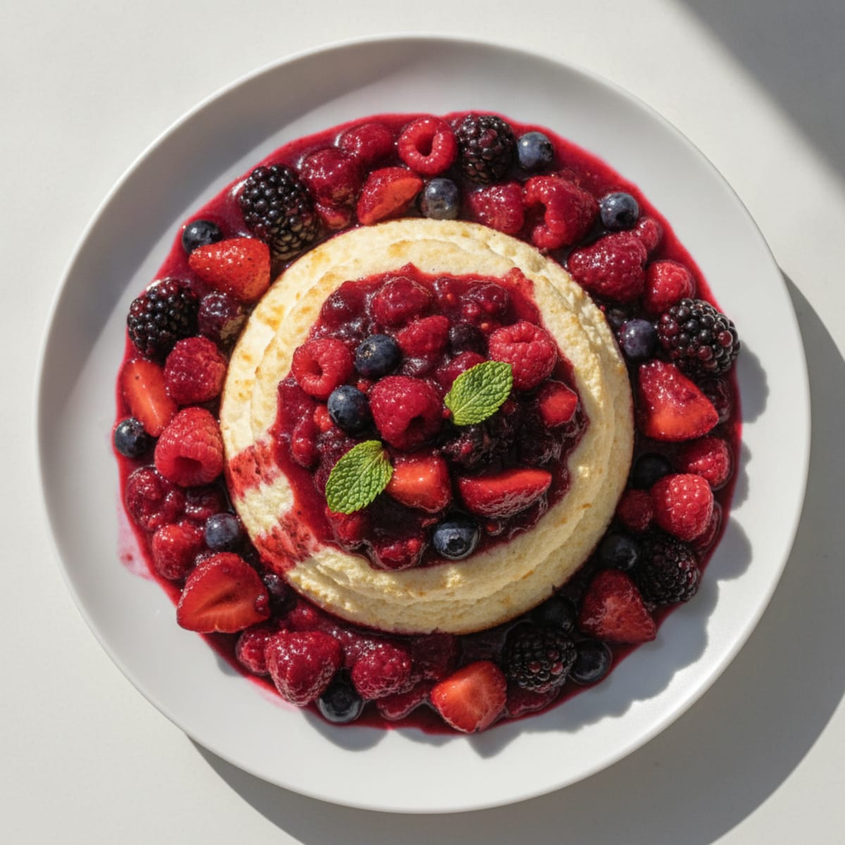 Greek Yogurt Protein Cheesecake with Mixed Berries