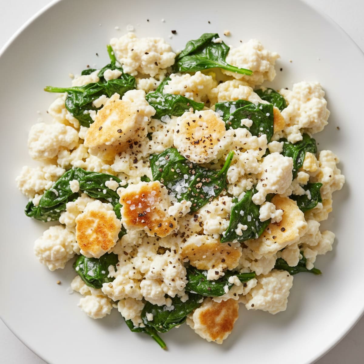 Egg White and Cottage Cheese Scramble with Spinach