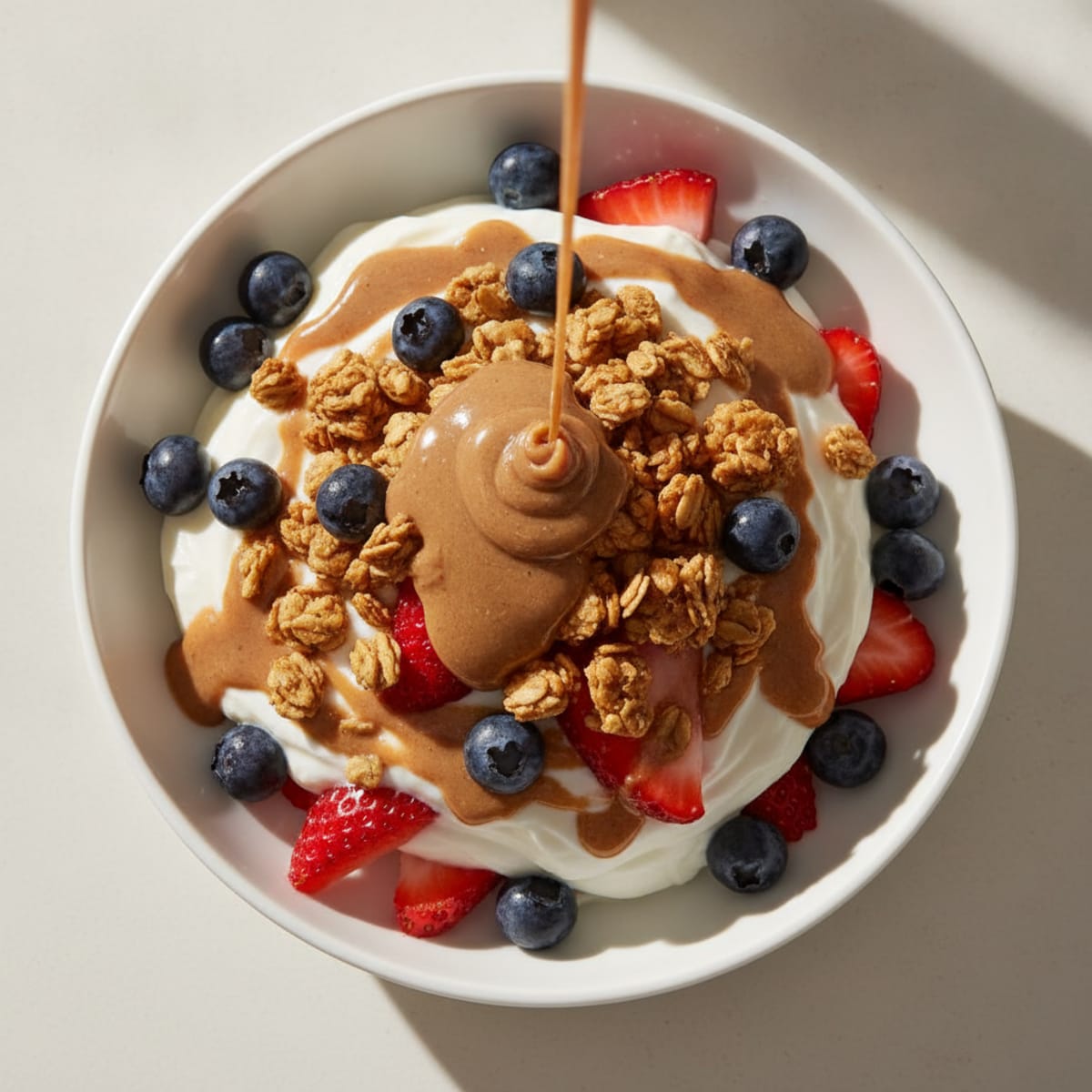 Creamy Greek Yogurt Parfait with Mixed Berries and Almond Butter
