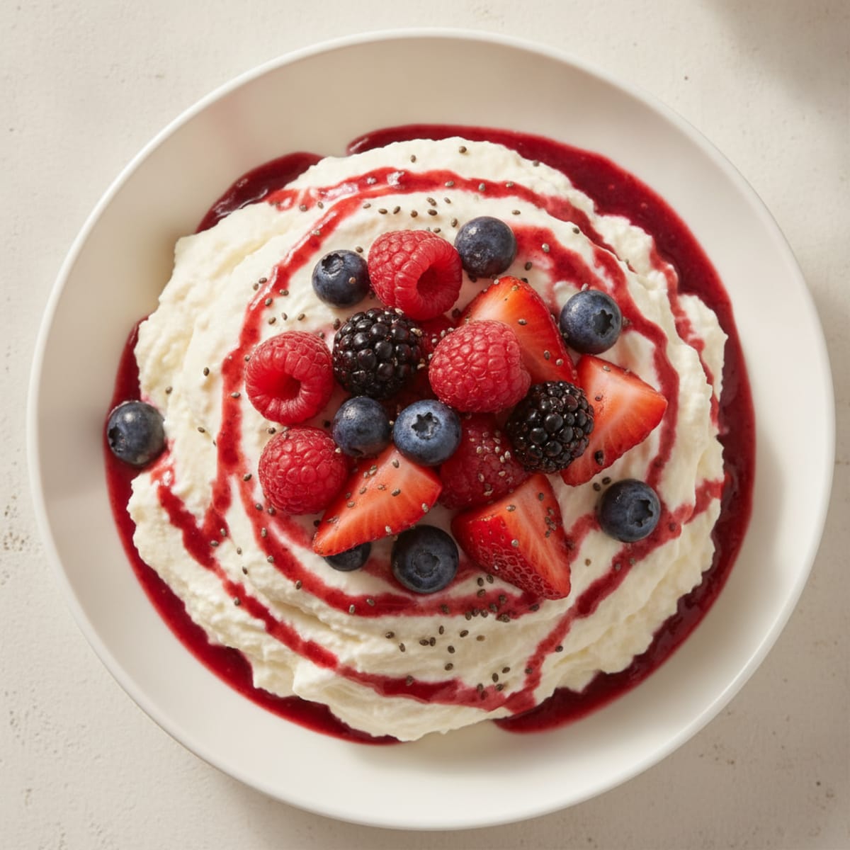 Silky Greek Yogurt Protein Mousse with Mixed Berries