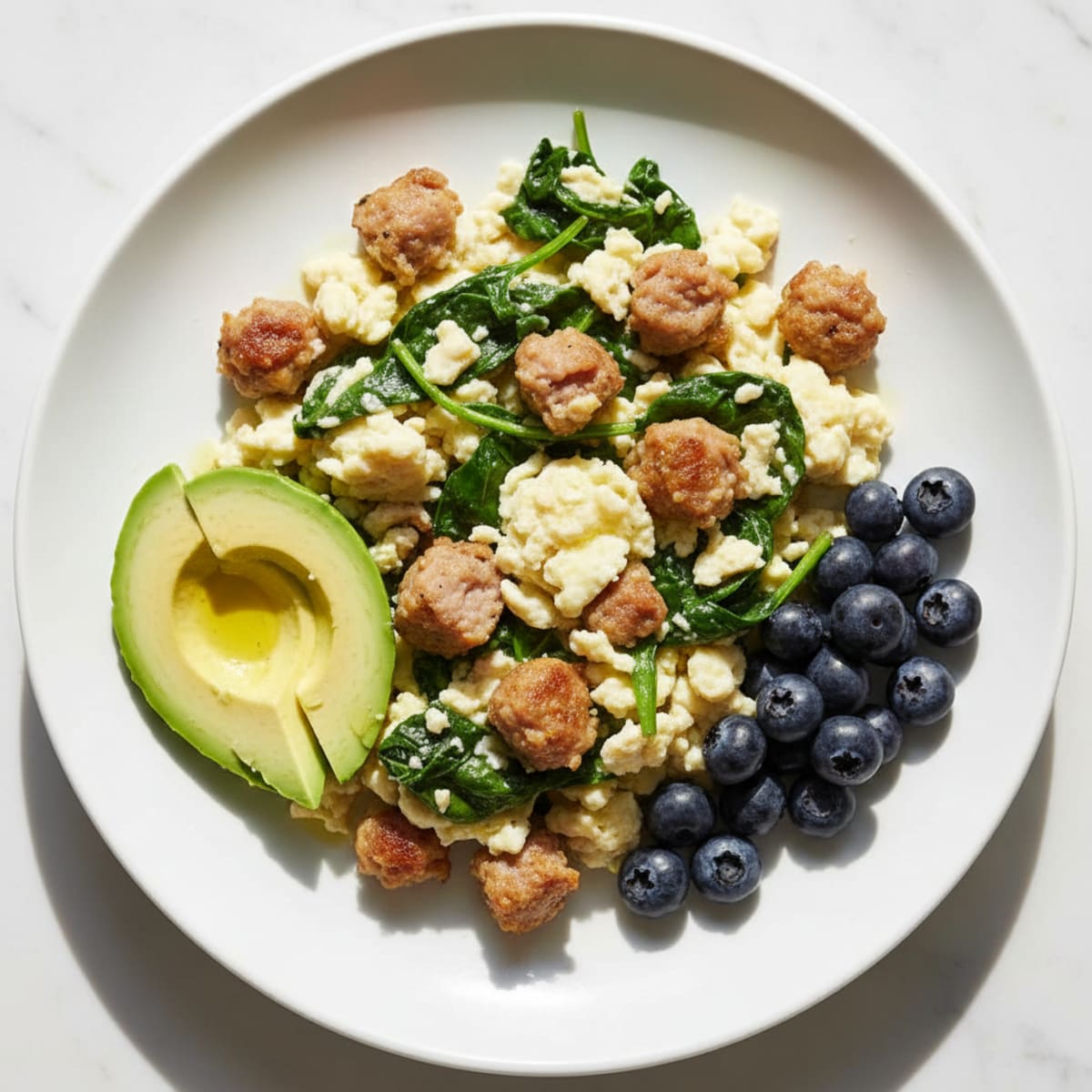 Egg White Scramble with Spinach and Turkey Sausage