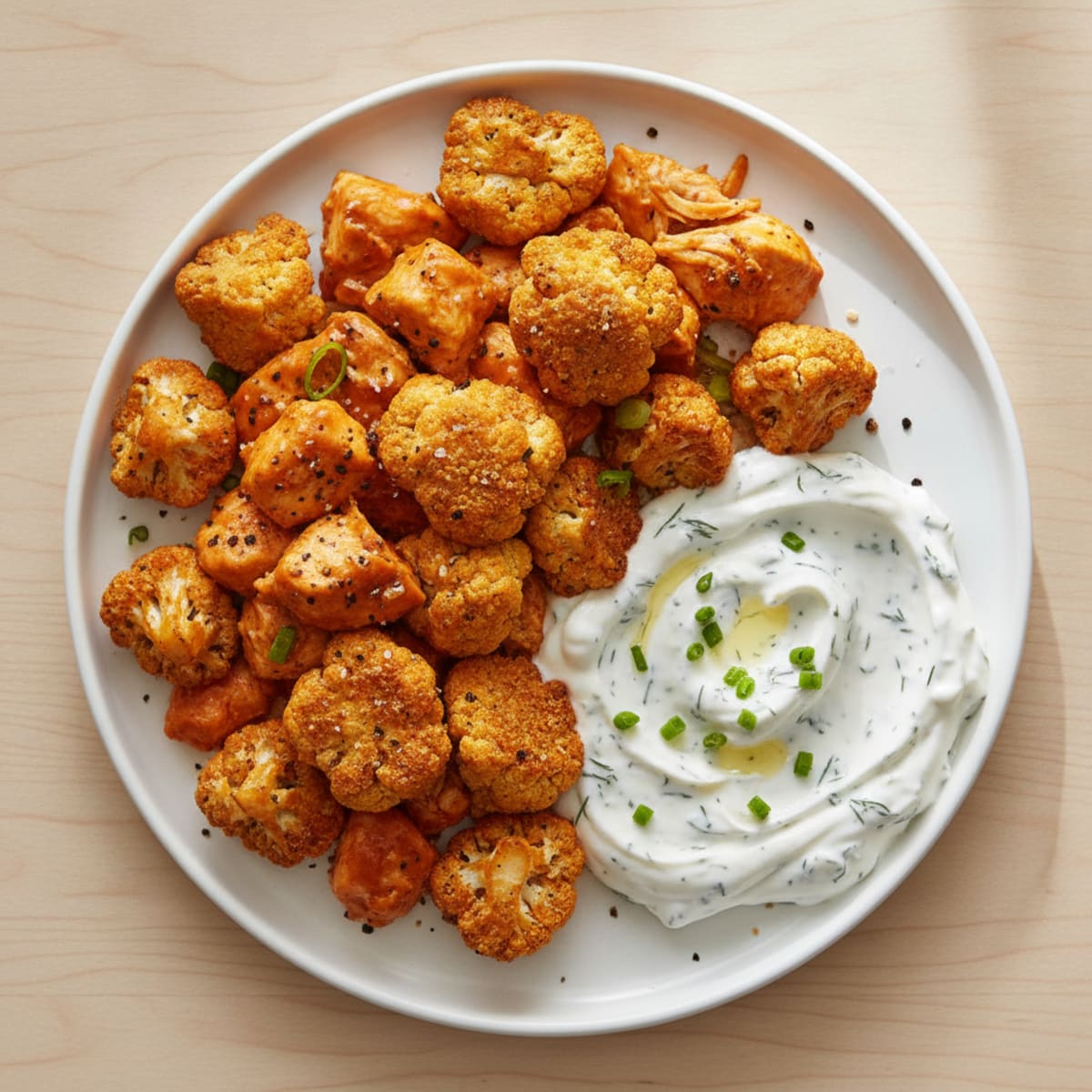 Buffalo Cauliflower Bites with Ranch Dip