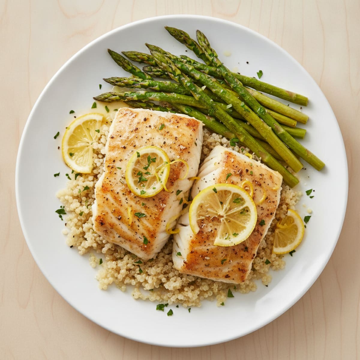 Lemon Herb Baked Cod with Roasted Asparagus
