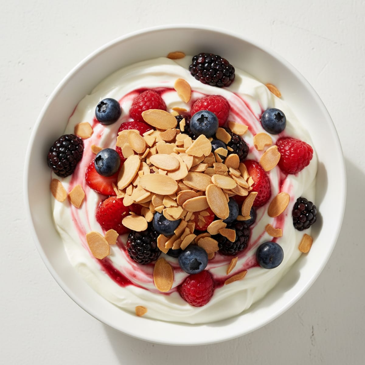 Greek Yogurt Protein Parfait with Mixed Berries and Almonds