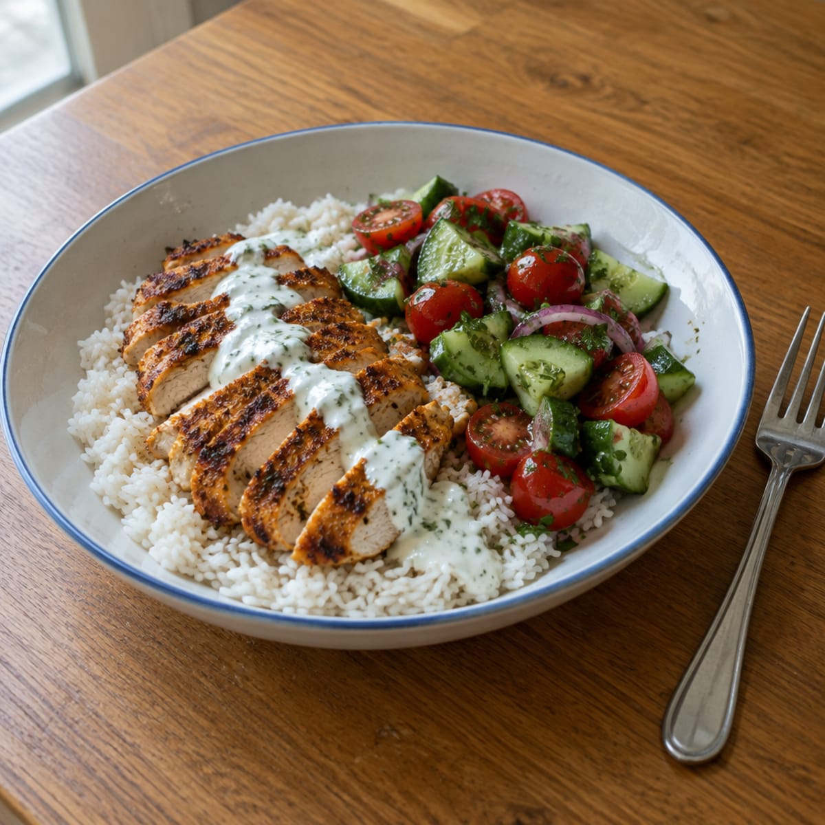 Chicken shawarma rice bowl