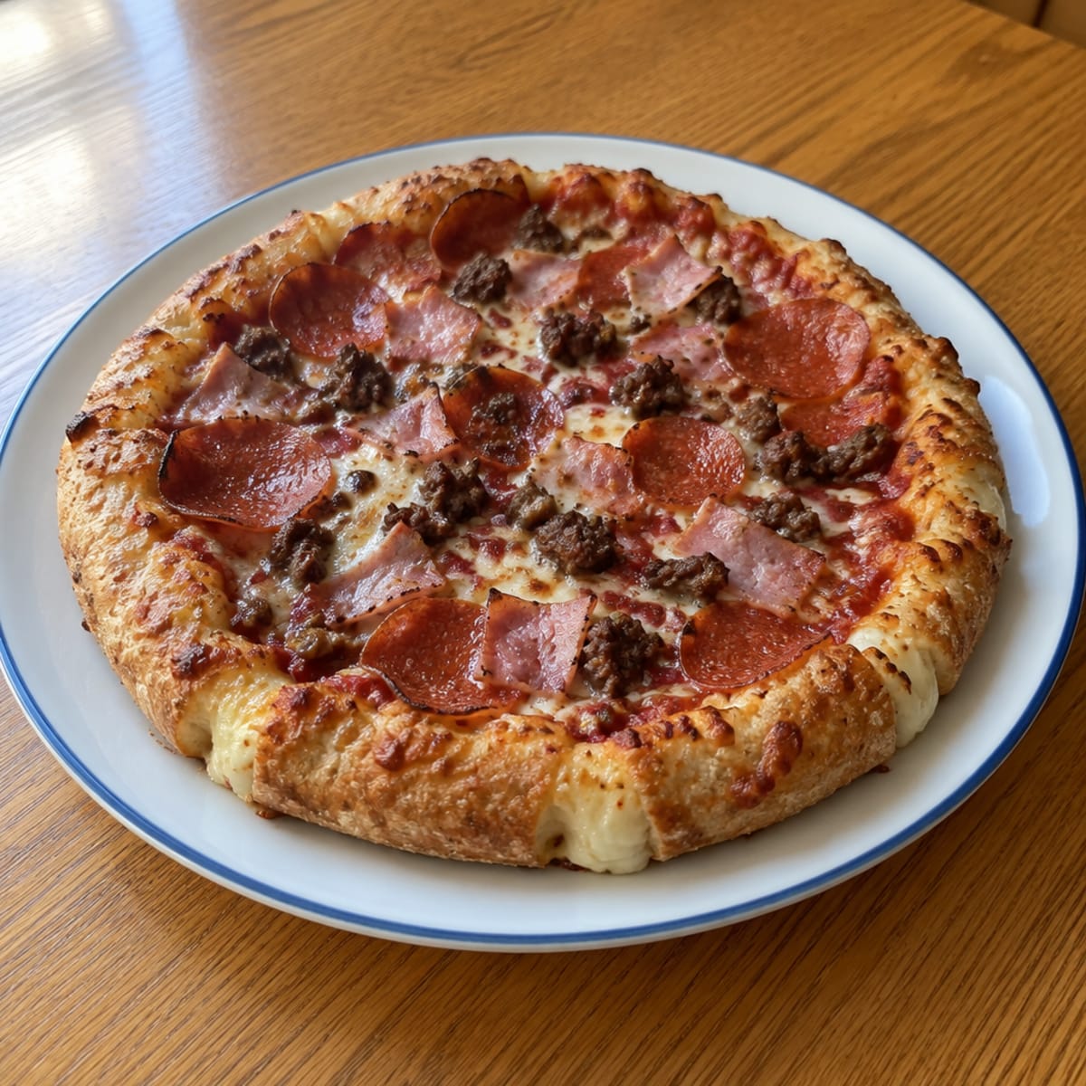 Stuffed crust meat lovers pizza