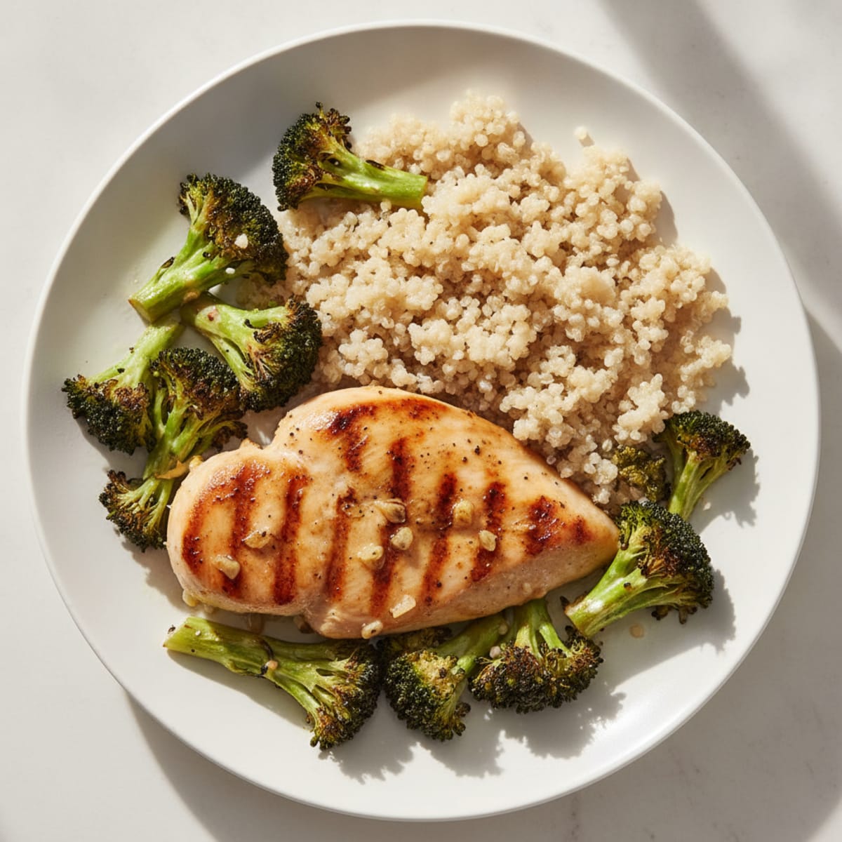 Grilled Chicken Breast with Roasted Broccoli and Quinoa