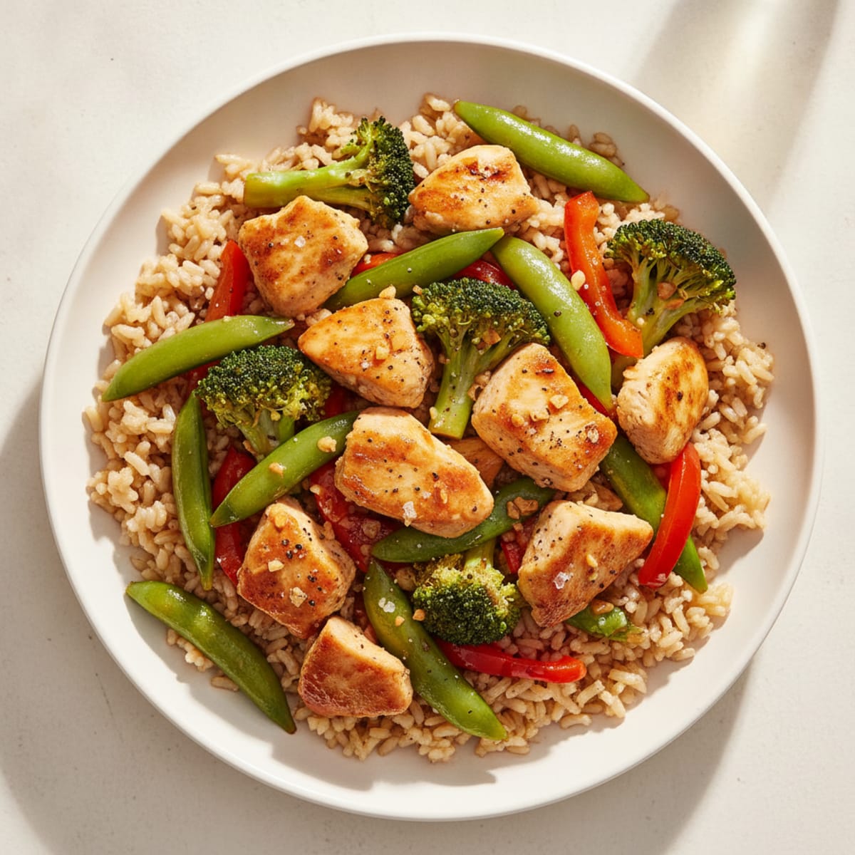 Ginger-Soy Chicken and Vegetable Rice Bowl