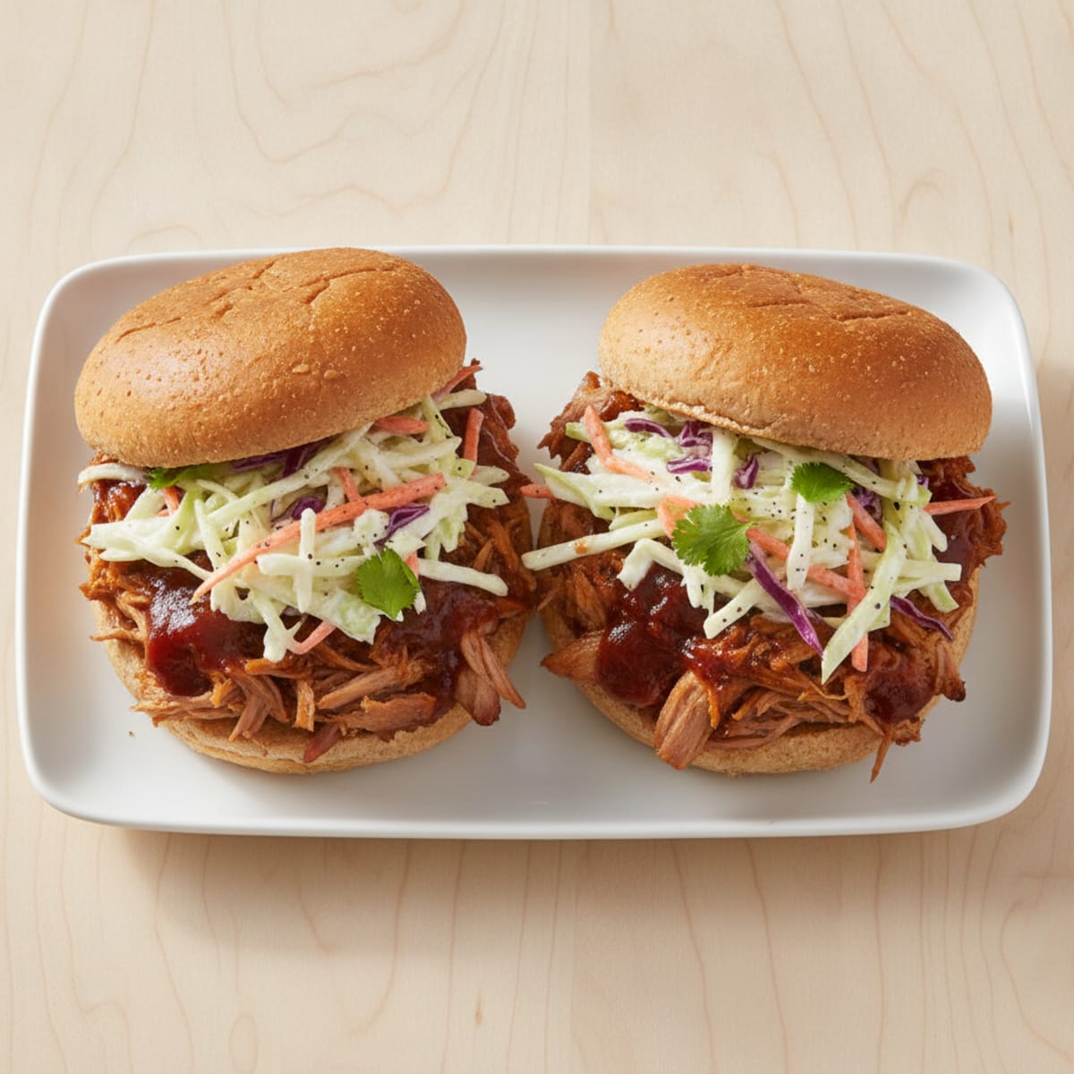Clean BBQ Pulled Pork Sandwiches with Tangy Slaw