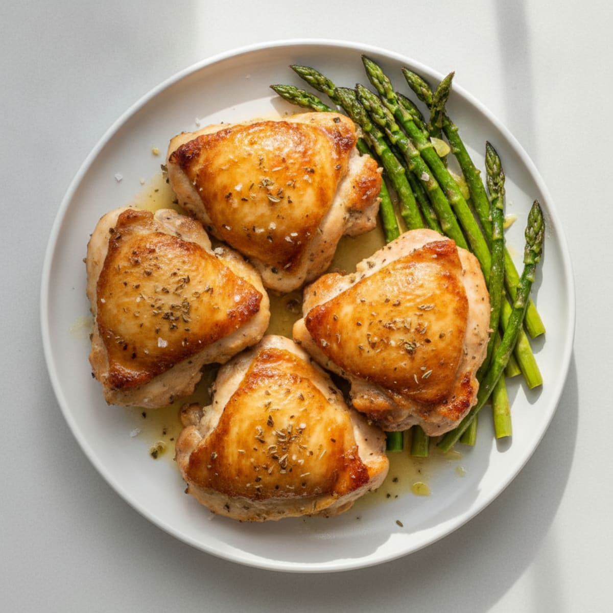 Pan-Seared Chicken Thighs with Roasted Asparagus