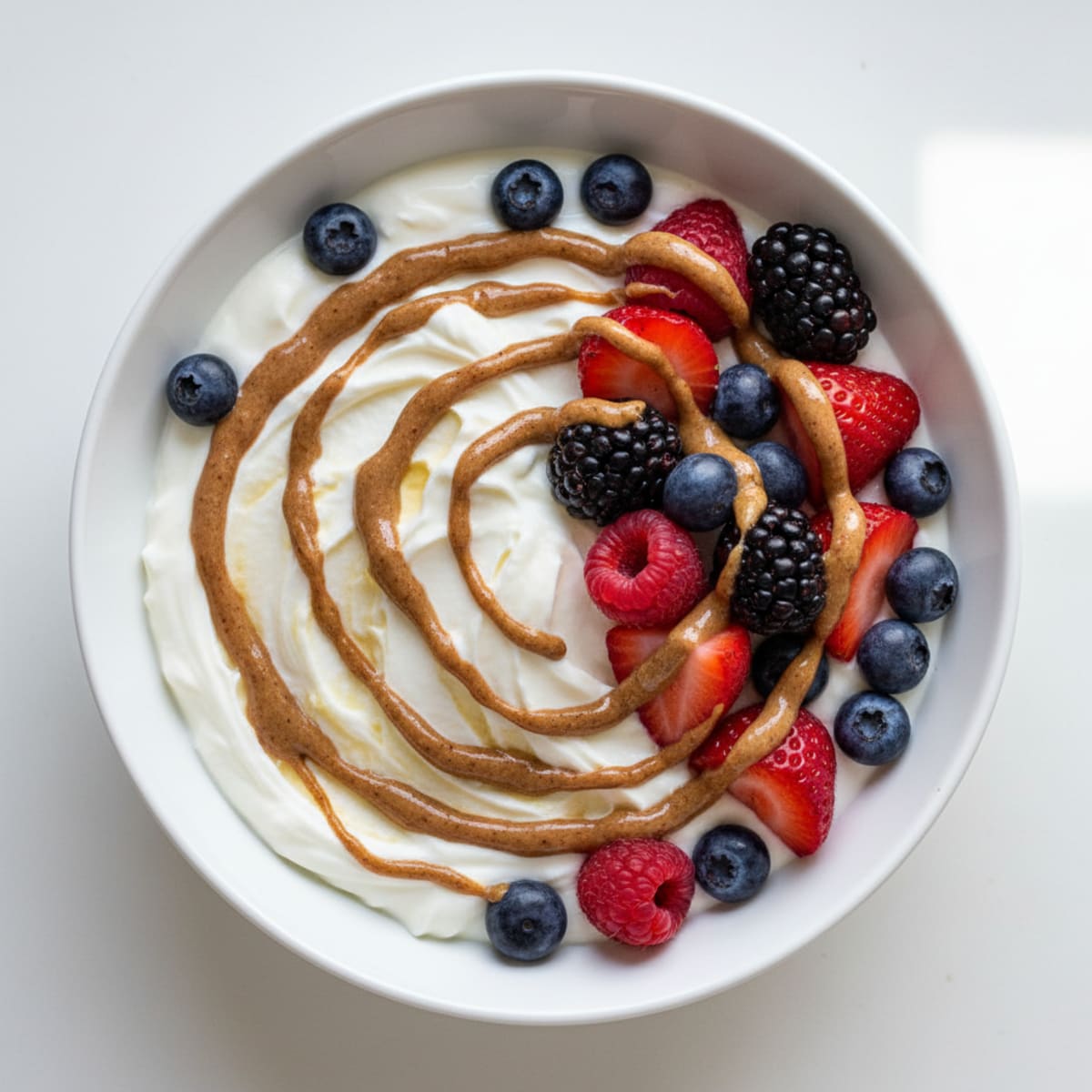 Greek Yogurt Protein Parfait with Mixed Berries and Almond Butter