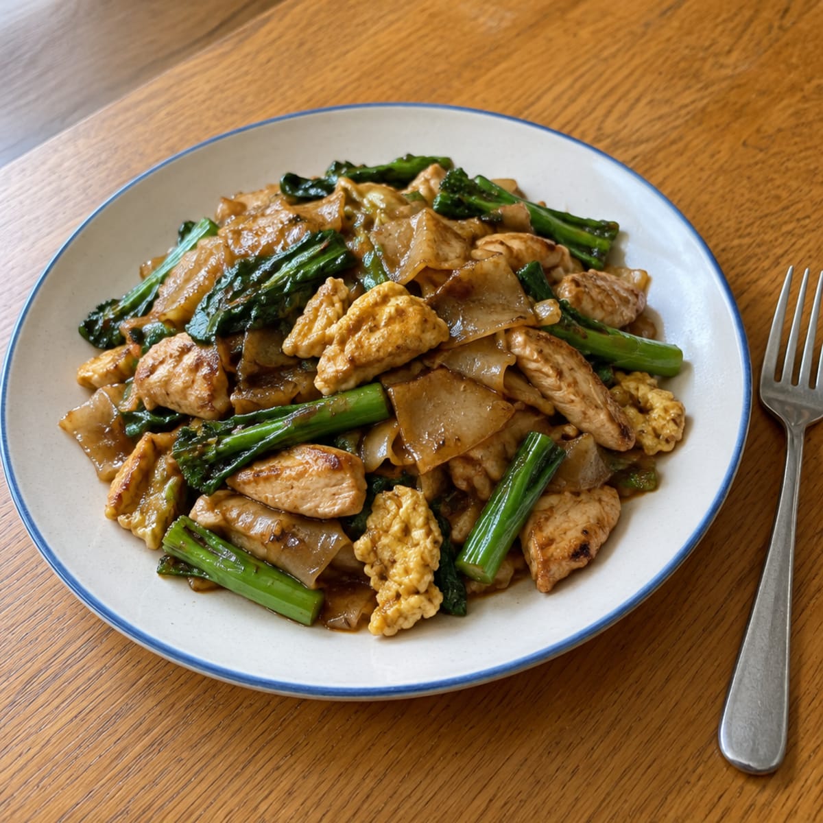 Pad see ew noodles with chicken