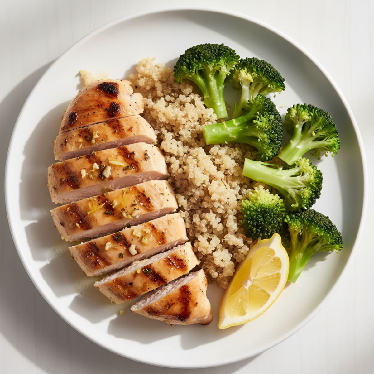 Grilled Chicken Breast with Quinoa and Steamed Broccoli
