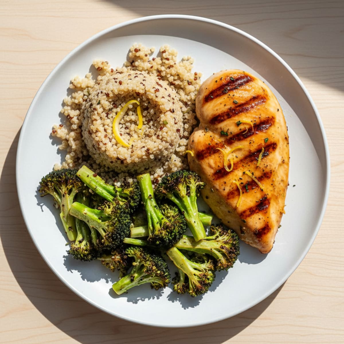 Grilled Chicken Breast with Roasted Broccoli and Quinoa