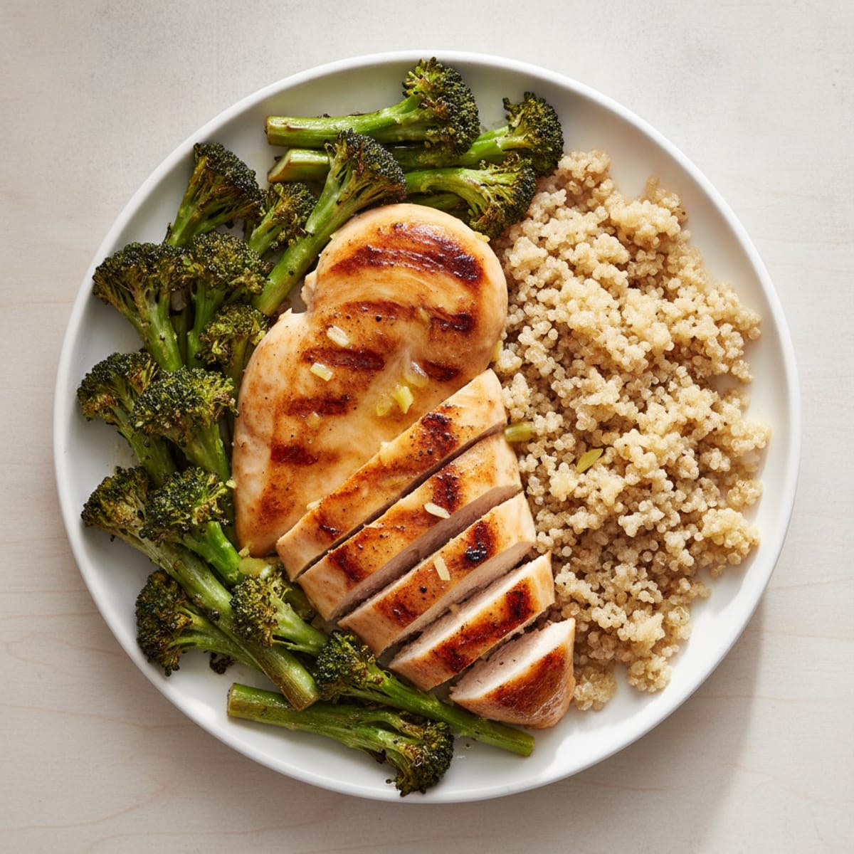 Grilled Chicken Breast with Roasted Broccoli and Quinoa
