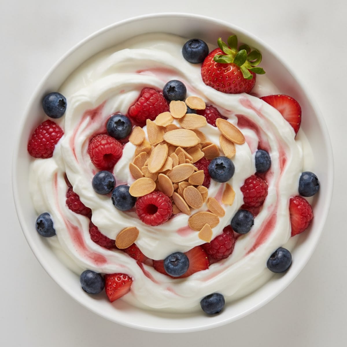 Greek Yogurt Protein Parfait with Mixed Berries and Almonds