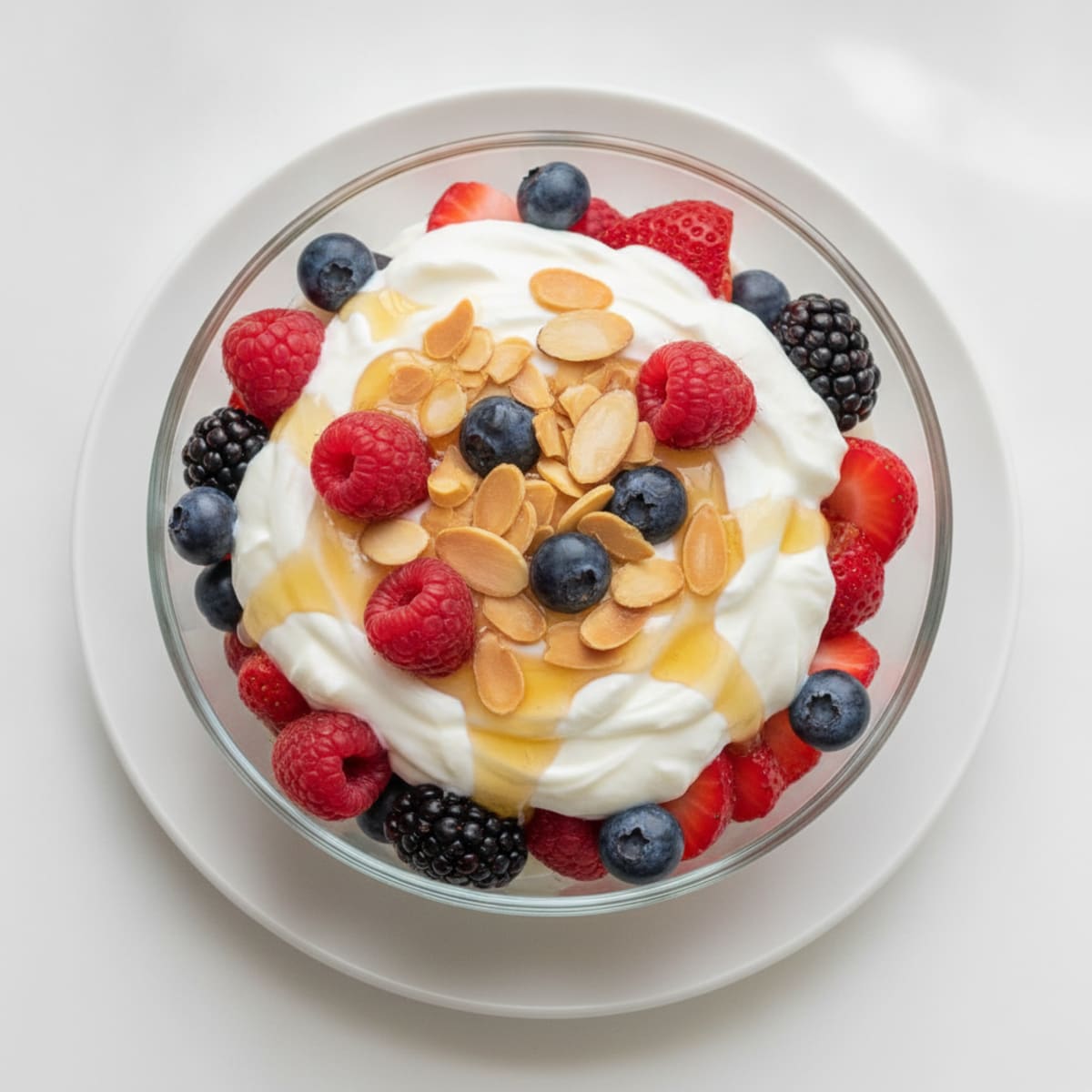 Creamy Greek Yogurt Parfait with Mixed Berries and Almonds