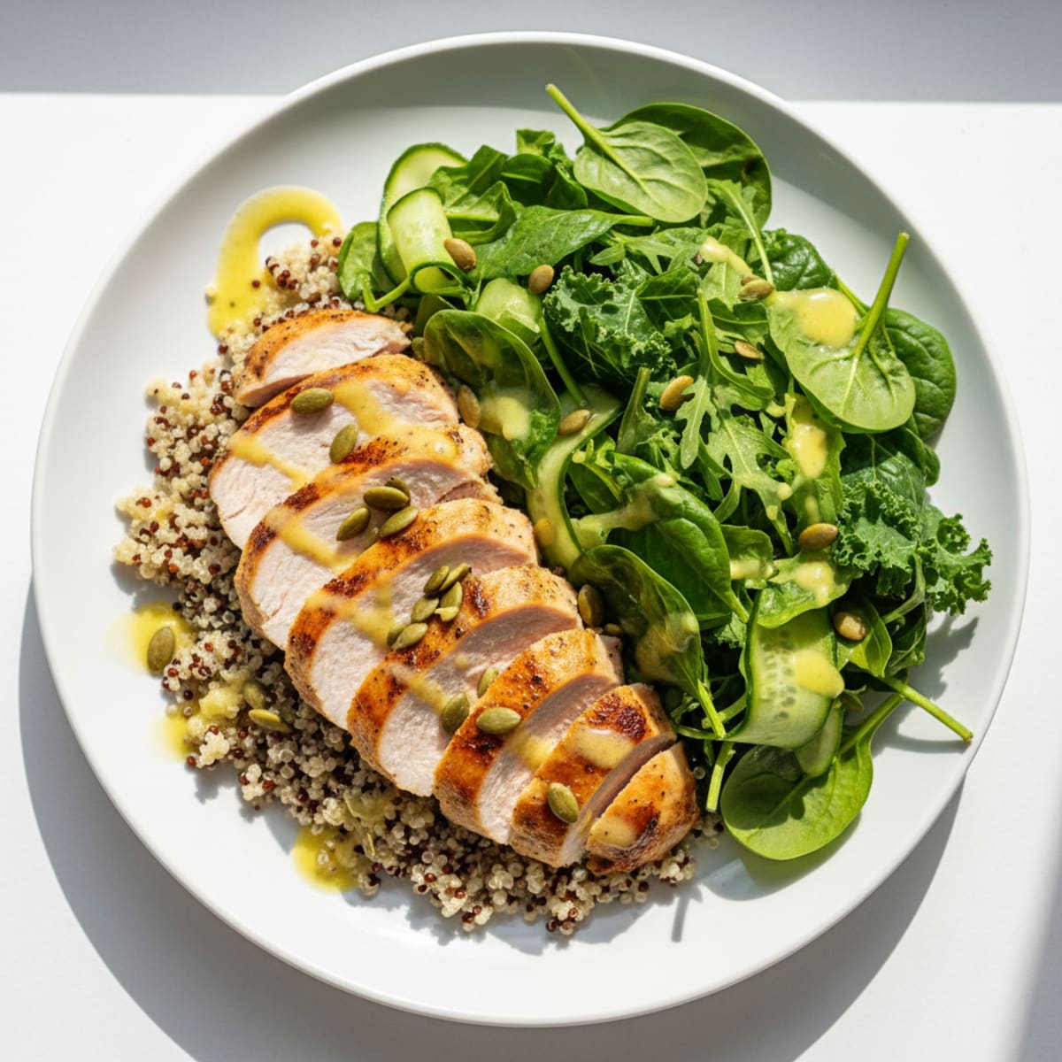 Grilled Turkey Breast with Quinoa and Crunchy Mixed Greens