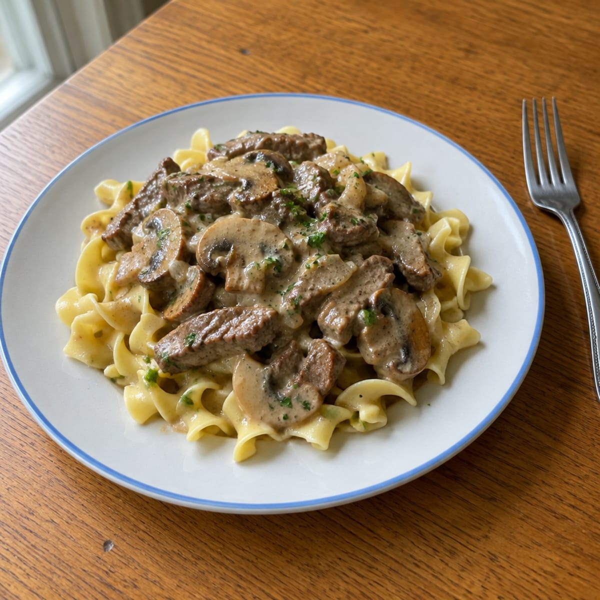 Classic beef stroganoff