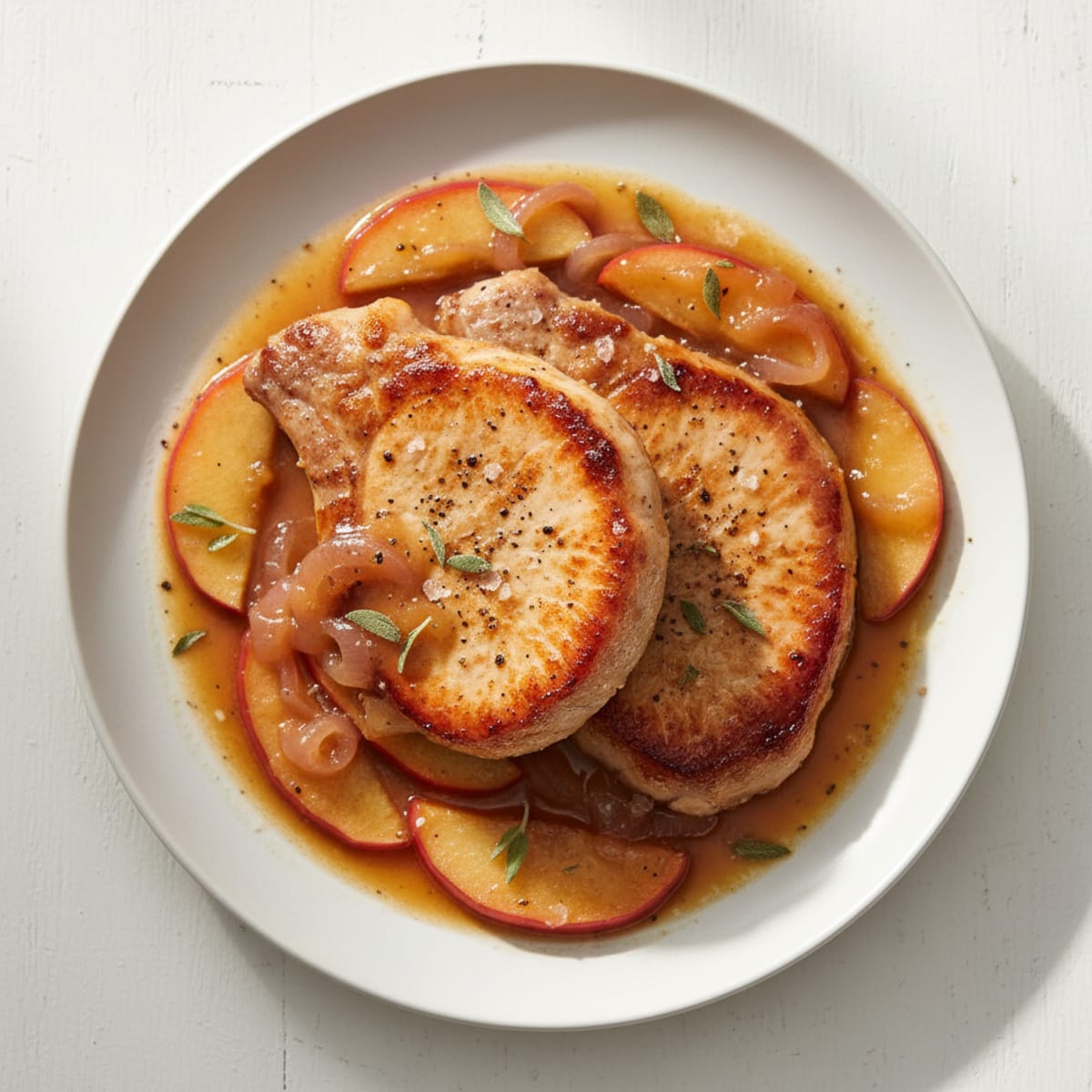 Pan-Seared Pork Chops with Apples