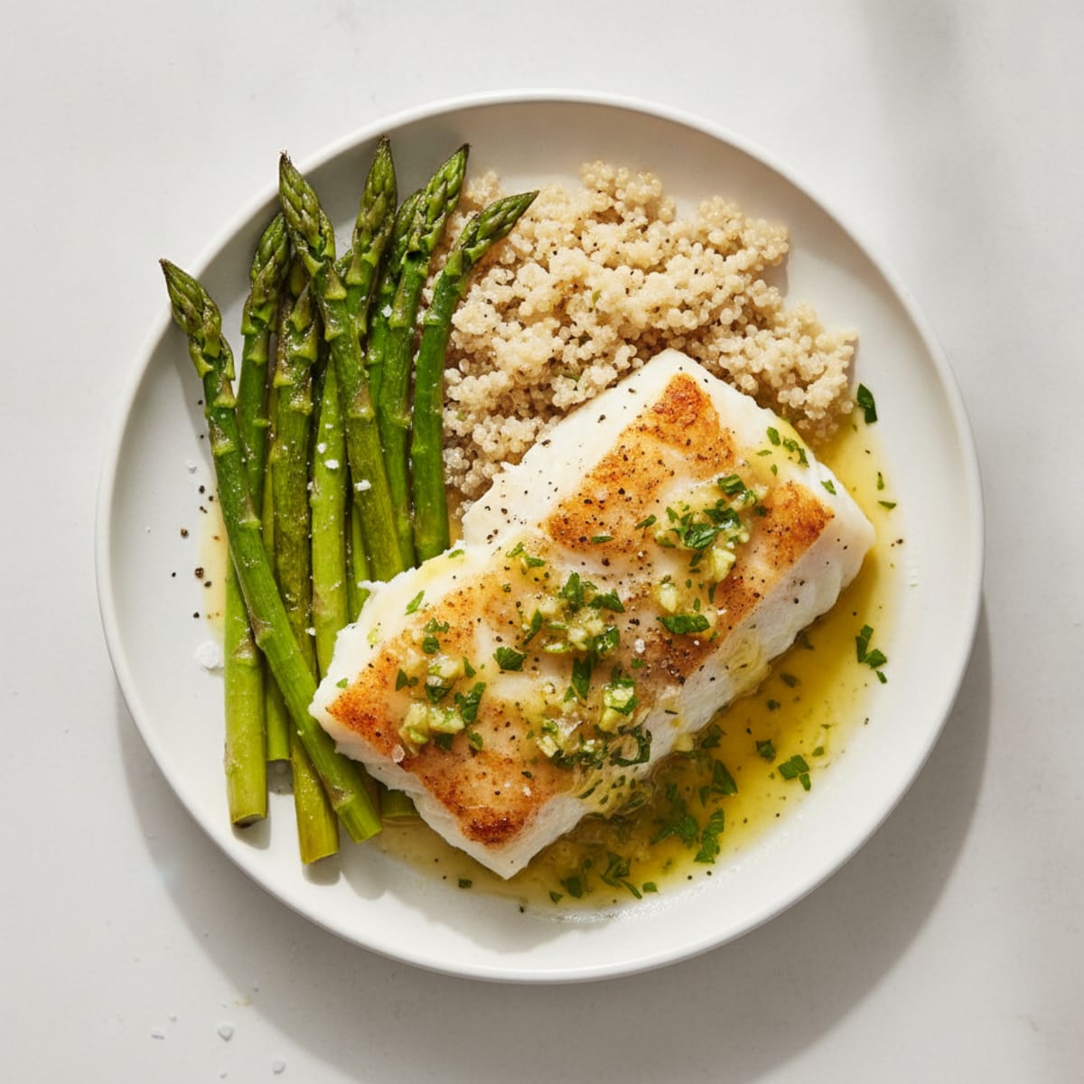 Baked White Fish with Lemon-Herb Sauce