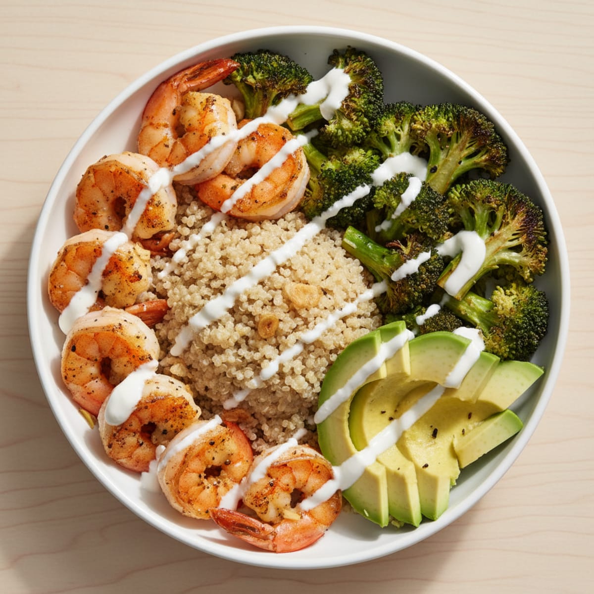 Grilled Shrimp and Quinoa Power Bowl with Roasted Broccoli