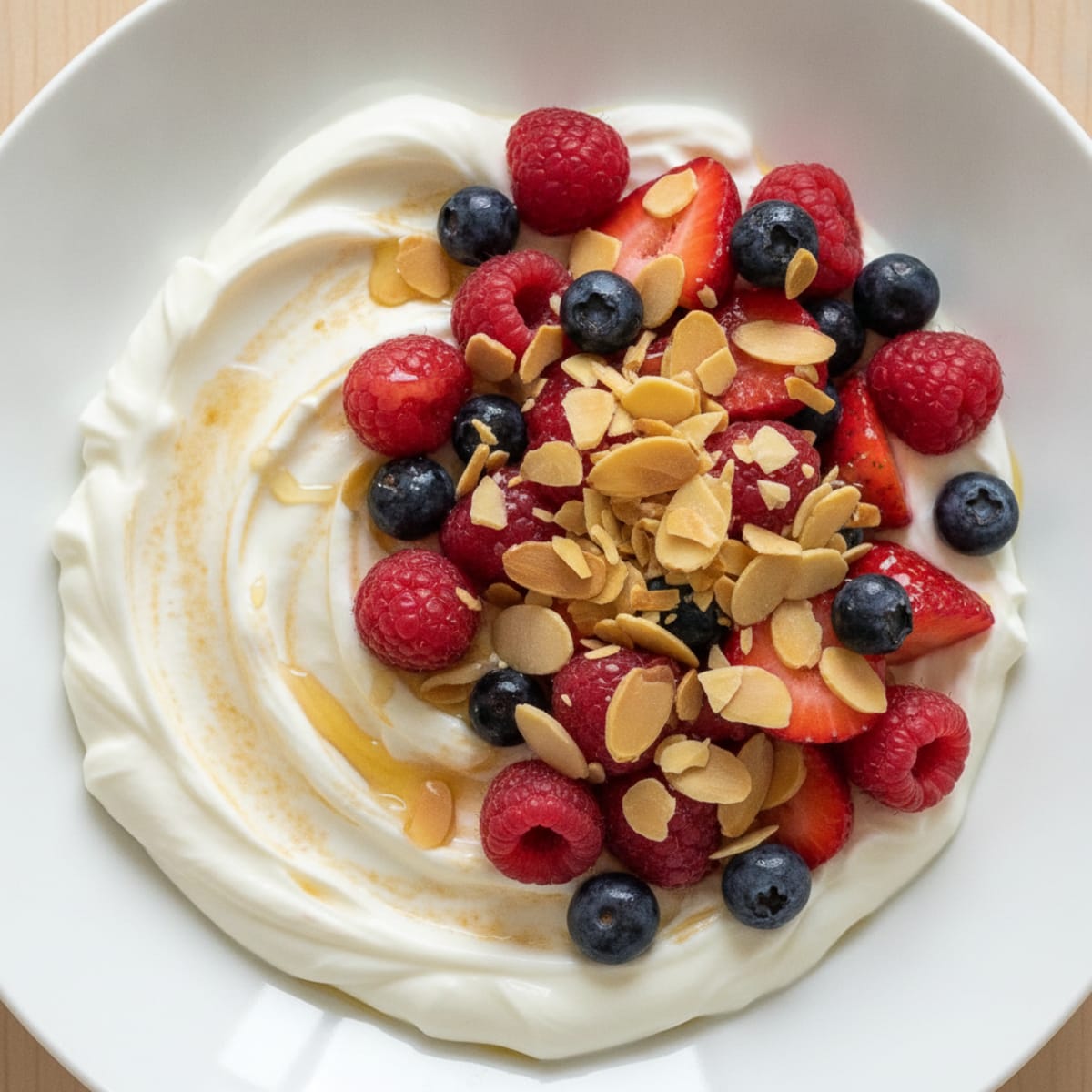 Greek Yogurt Protein Bowl with Mixed Berries and Almonds