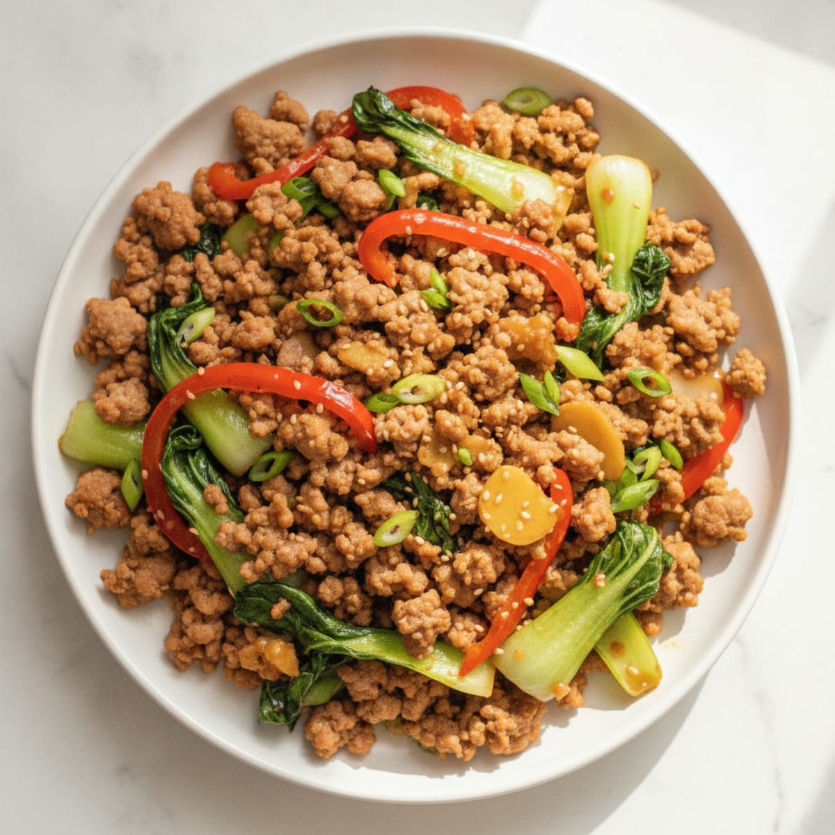 Savory Ground Pork with Ginger Glaze