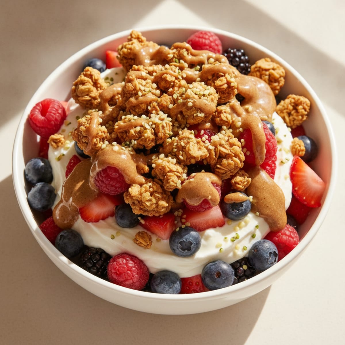 Greek Yogurt Protein Parfait with Granola and Mixed Berries
