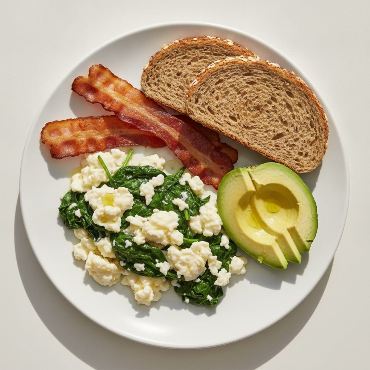 Egg White Scramble with Spinach and Turkey Bacon